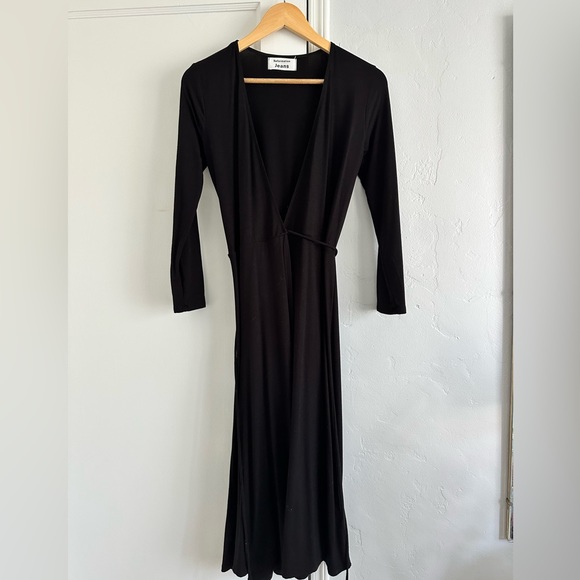 Reformation Jeans Maurie Wrap Midi Dress in Black   Sz: XS - Picture 9 of 14